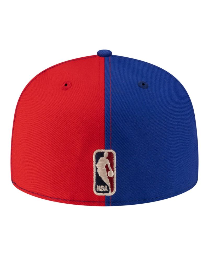 Men's Red/Blue Detroit Pistons 80s Throwback Pinwheel 59FIFTY Fitted Hat