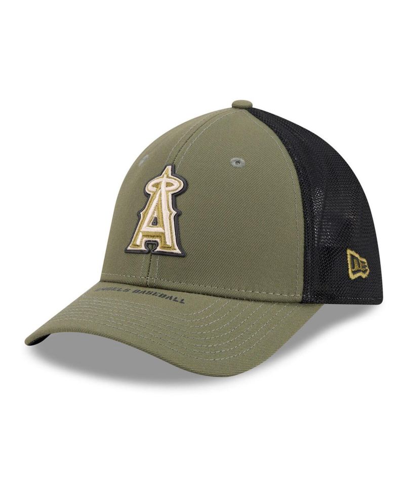 Men's Olive Los Angeles Angels 2026 Armed Forces Day 39THIRTY M-Crown Flex Hat
