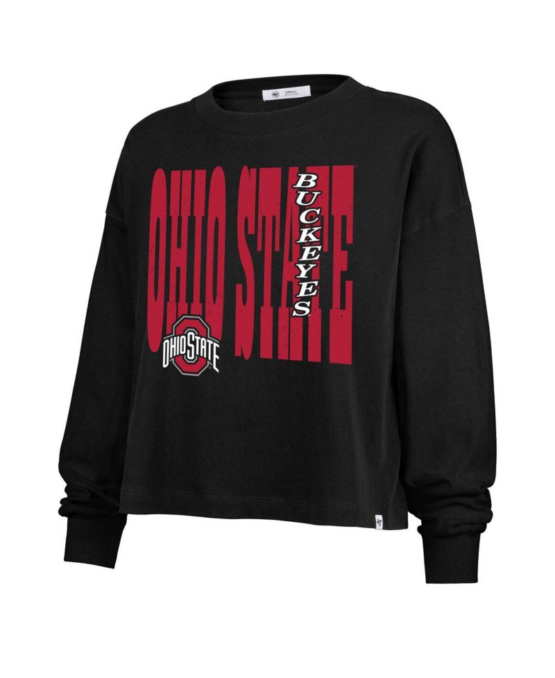 Women's Black Ohio State Buckeyes Stacked Sydney Long Sleeve T-Shirt