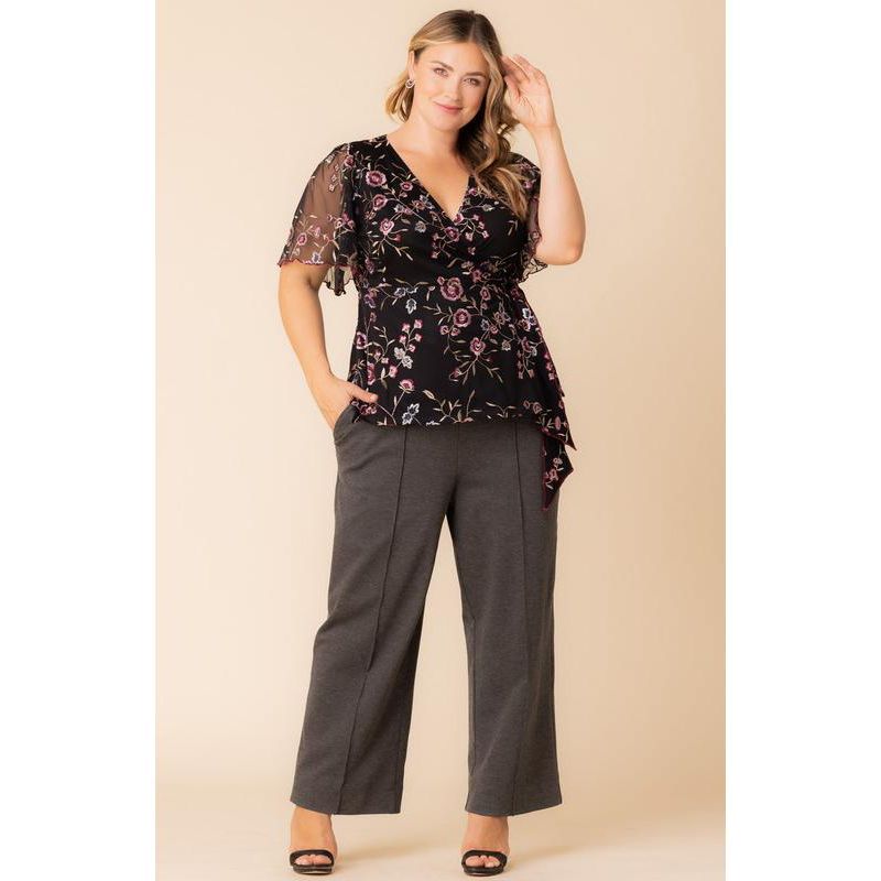 Plus Size Rosalie Embroidered Wrap Top