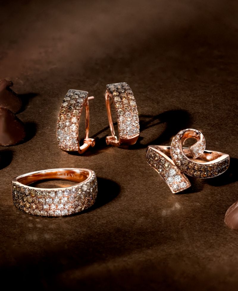 Ombr&eacute; Chocolate Diamond & Nude Diamond (1-1/4 ct. t.w.) Omega Hoop Earrings in 14k Rose Gold, White Gold or Yellow Gold