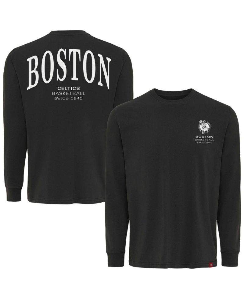 Men's and Women's Adult Anthracite Boston Celtics Athletic Club Collection Sherwood Relaxed Fit Premium Long-Sleeve T-Shirt