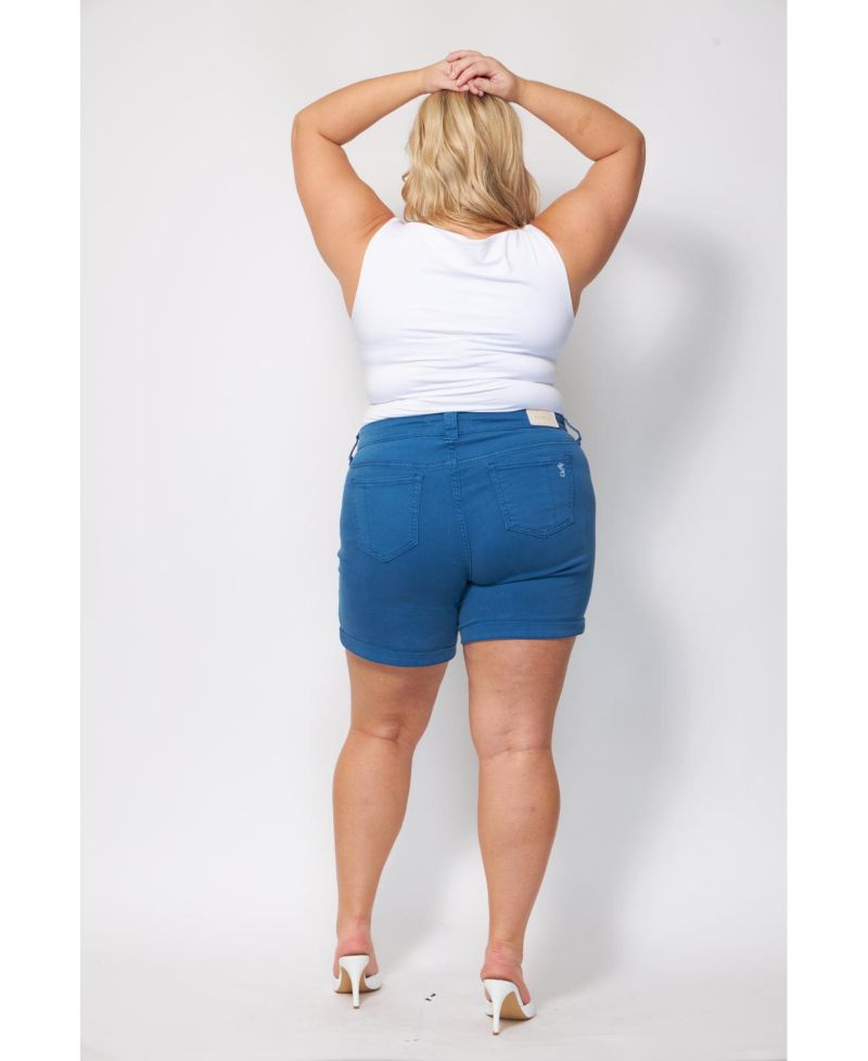 Plus Size Denim Mid Rise Shorts