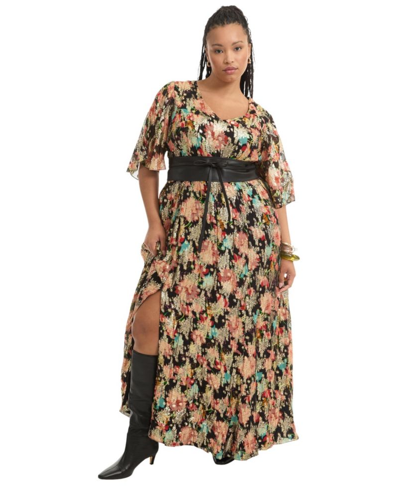 Women's June and Vie Metallic Printed Maxi Dress