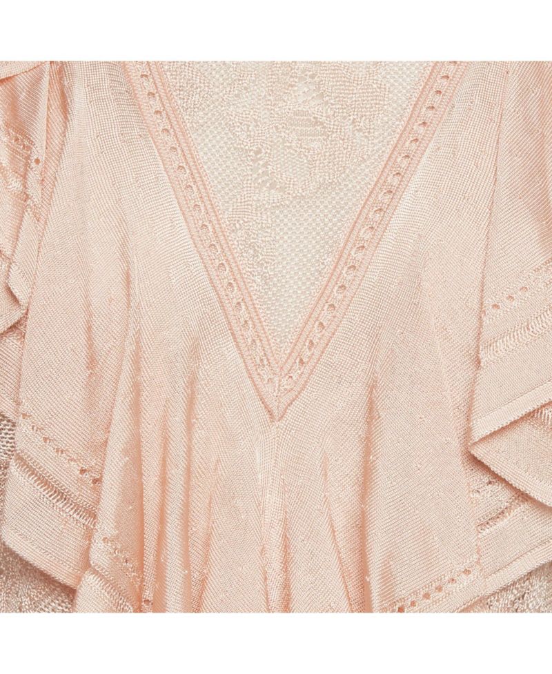 Women's Stretch Knit Ruffle Crew Neck Top