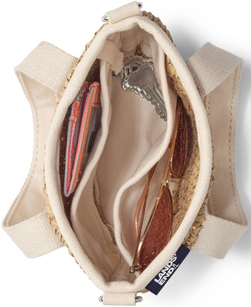 Mini Raffia Open Top Canvas Tote Bag