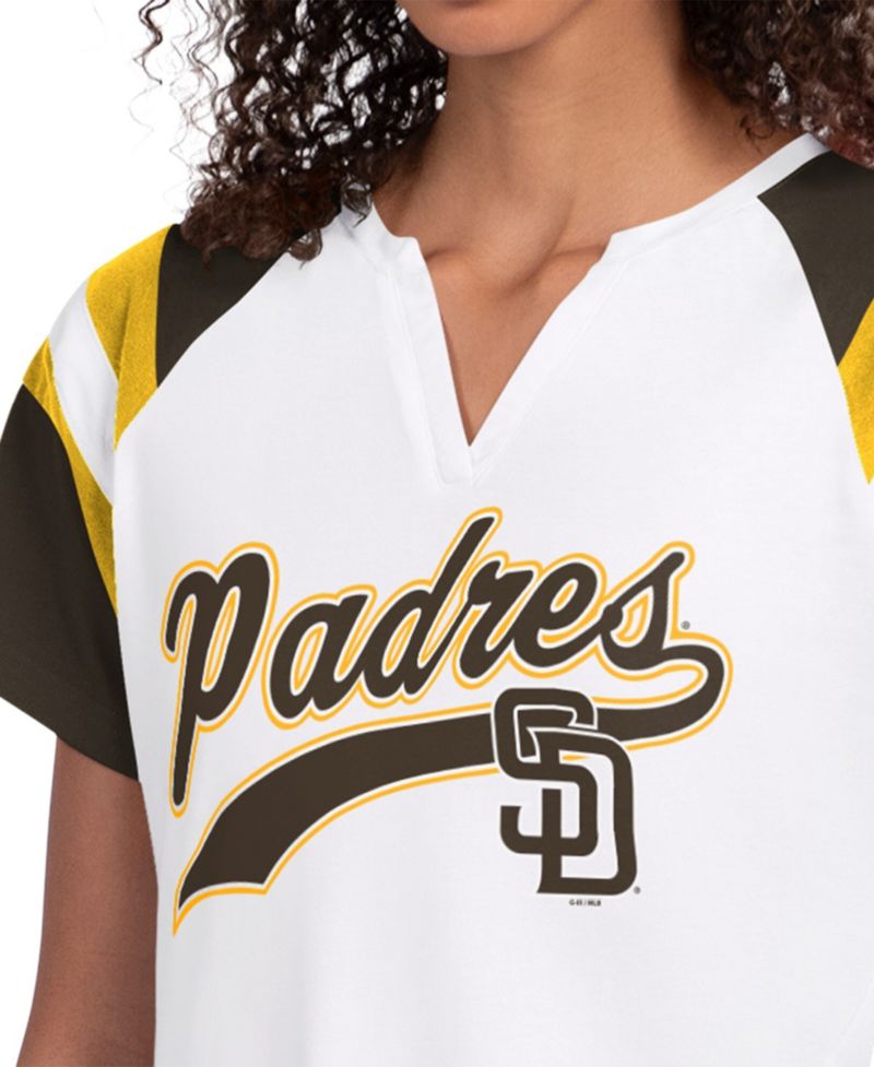 Women's White San Diego Padres Game On Notch Neck Raglan T-Shirt