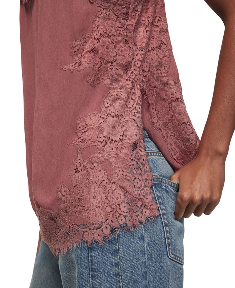 Women's Lace Trim V-Neck Tunic Tank