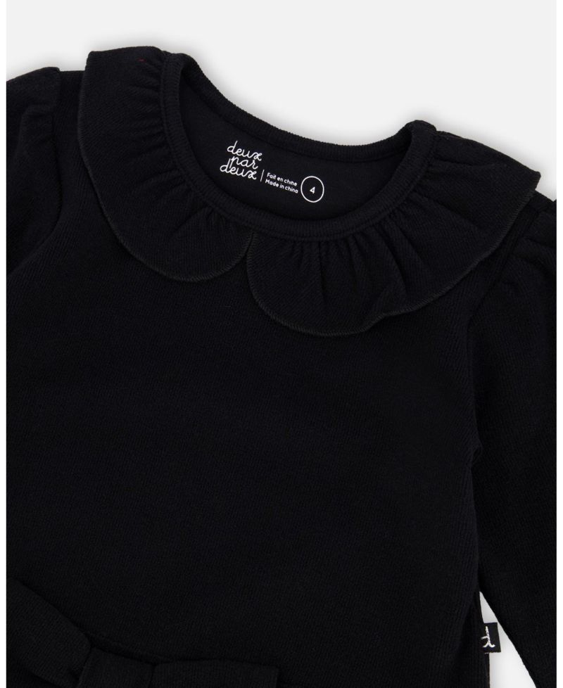 Girl Bi-Material Dress with Glittering Skirt Black - Toddler|Child