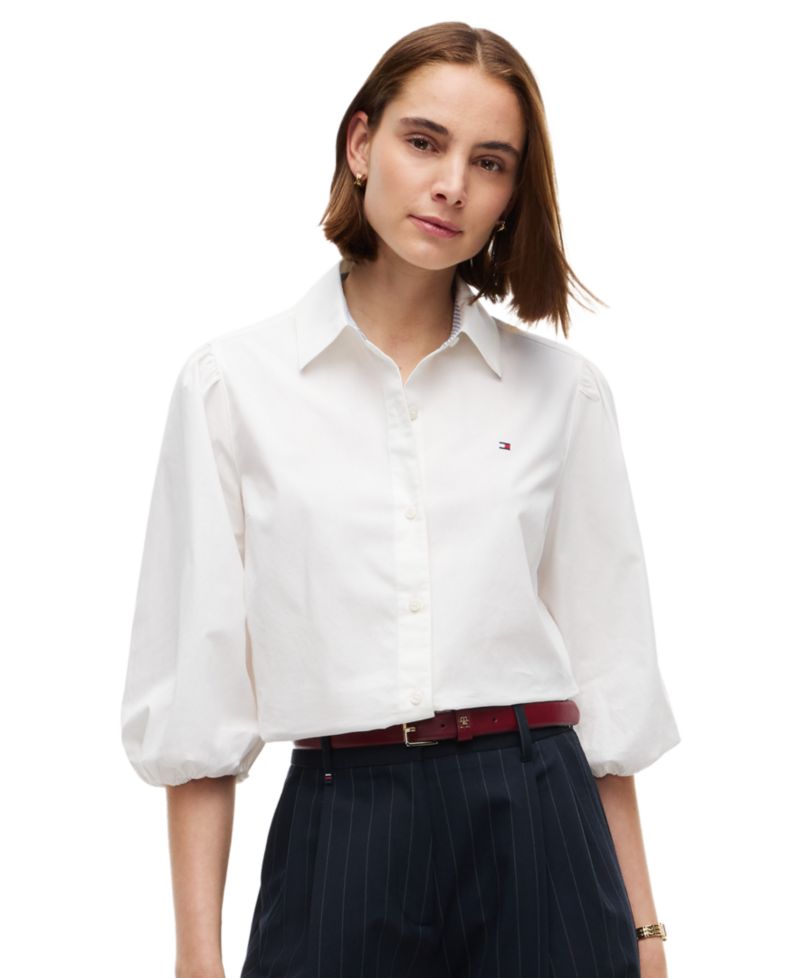 Women's Puff-Sleeve Button-Front Shirt