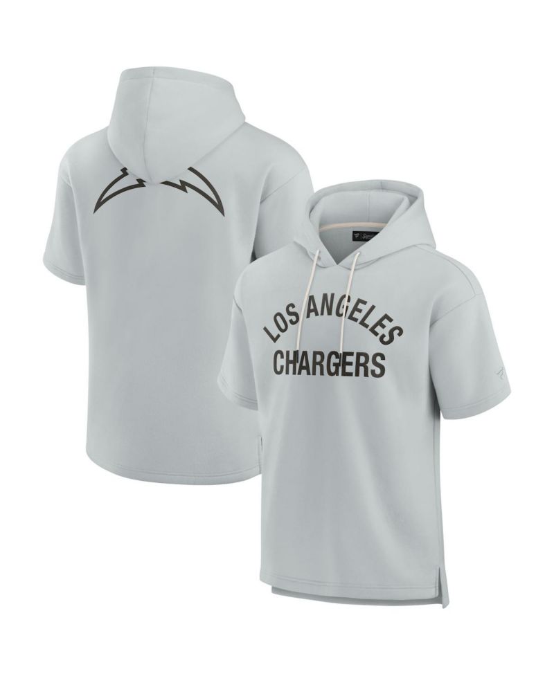 Men's and Women's Gray Los Angeles Chargers Super Soft Fleece Short Sleeve Hoodie