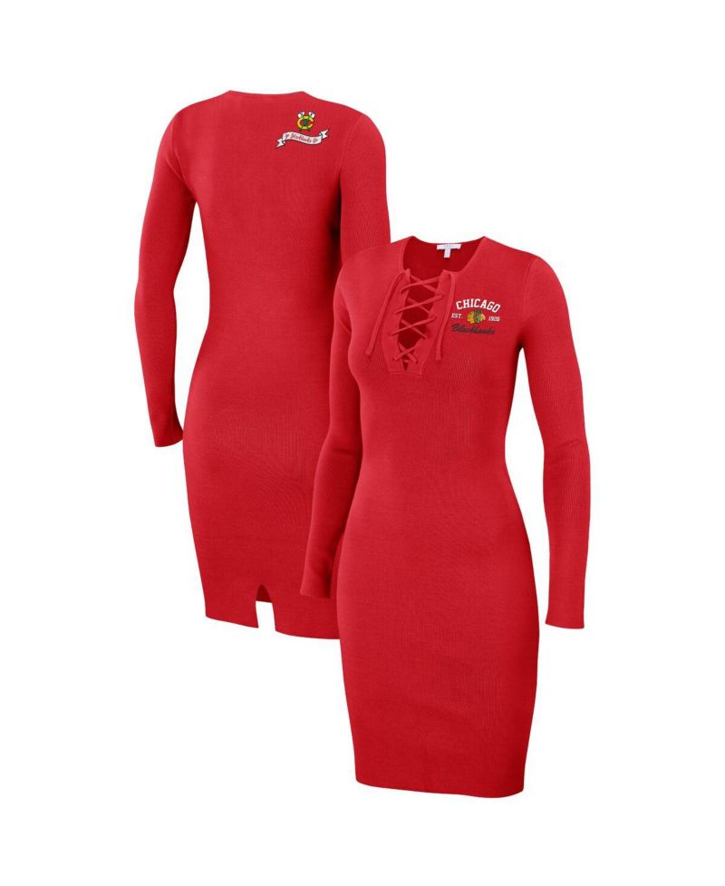 Women's Red Chicago Blackhawks Lace-Up Dress