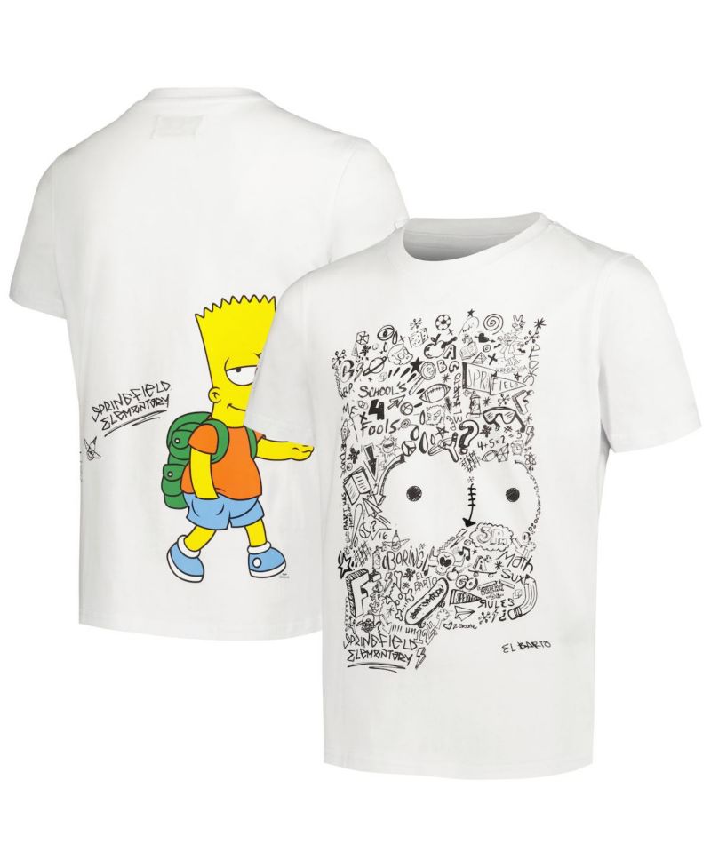 Big Boys and Girls White The Simpsons Bart Sketch T-shirt