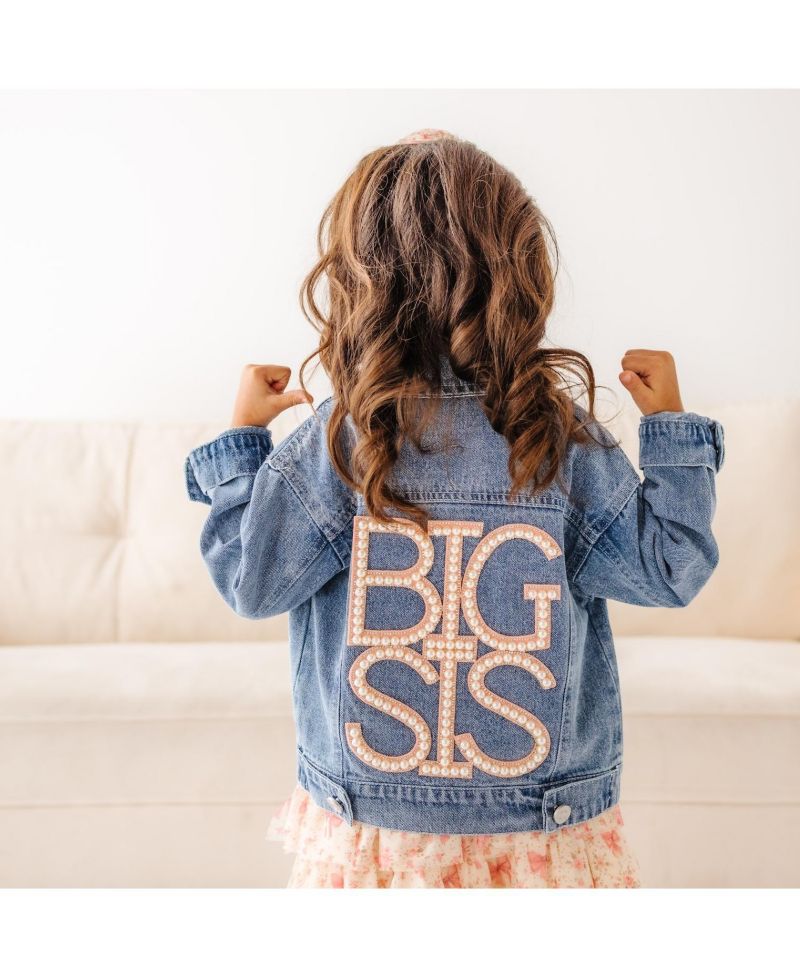 Big Girls Sis Pearl Patch Denim Jacket
