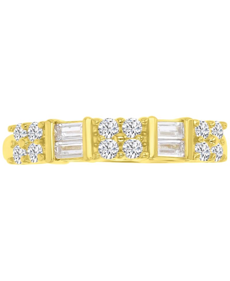 Cubic Zirconia Round & Baguette Band in Sterling Silver