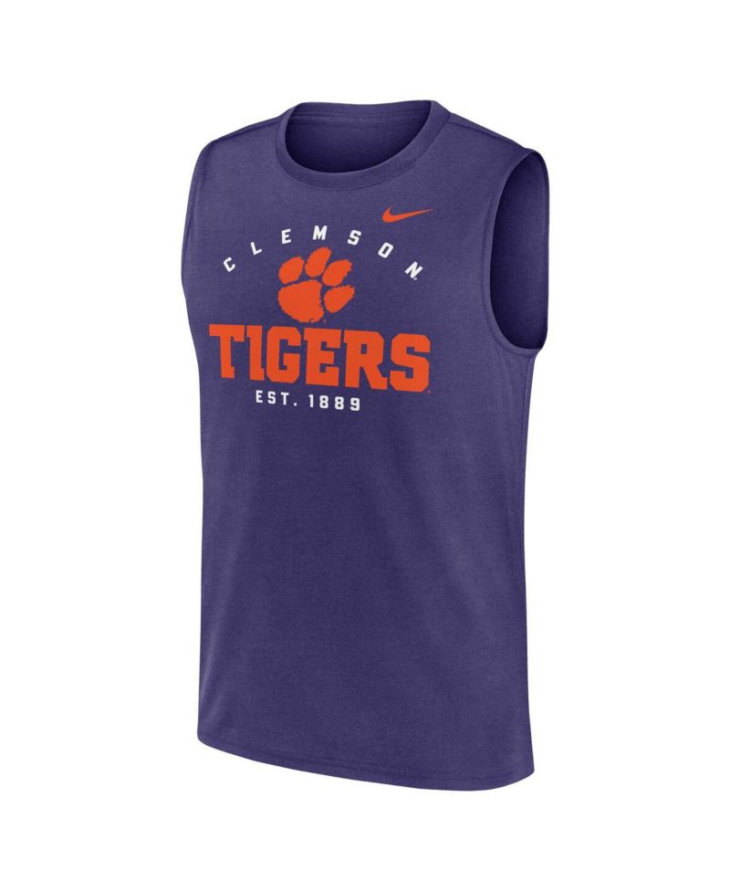 Men's Purple Clemson Tigers Primetime Legend Lock Up Performance Muscle Tank Top