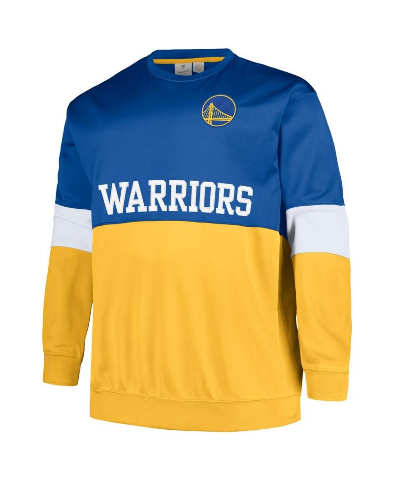 Men's Royal, Gold Golden State Warriors Big and Tall Split Pullover Sweatshirt