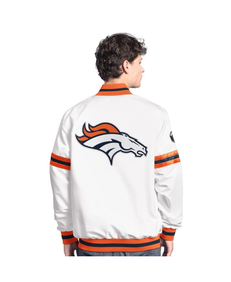 Men's White Denver Broncos Scout Full-Snap Varsity Jacket