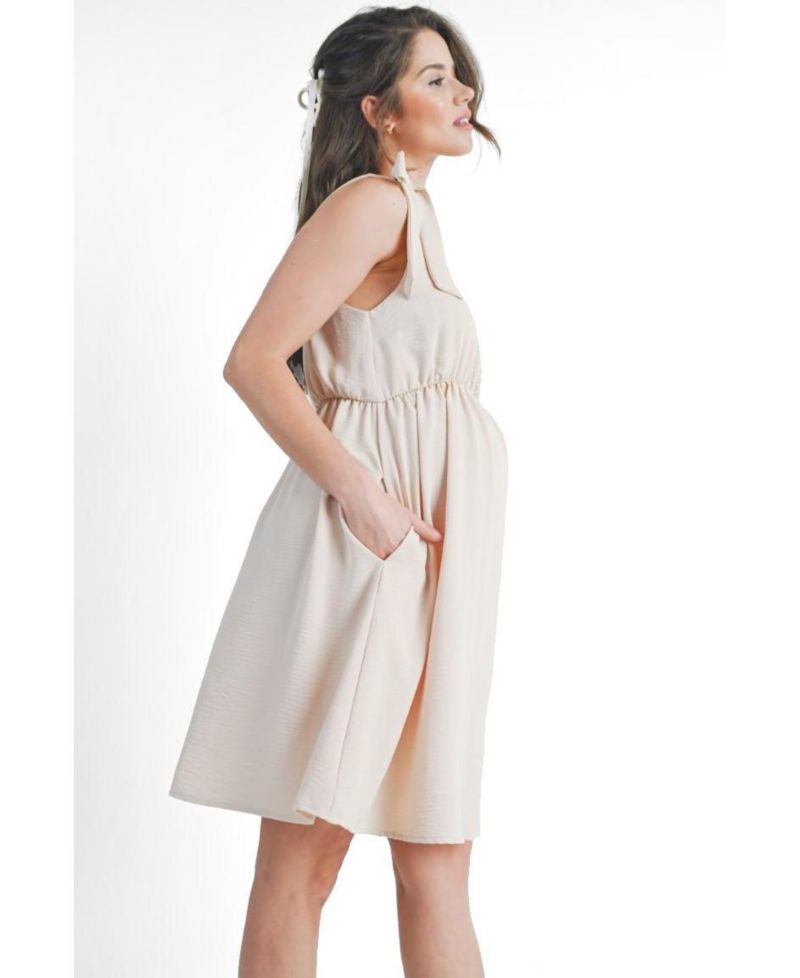 Maternity Empire-Waist Scoop-Neck A-Line Dress
