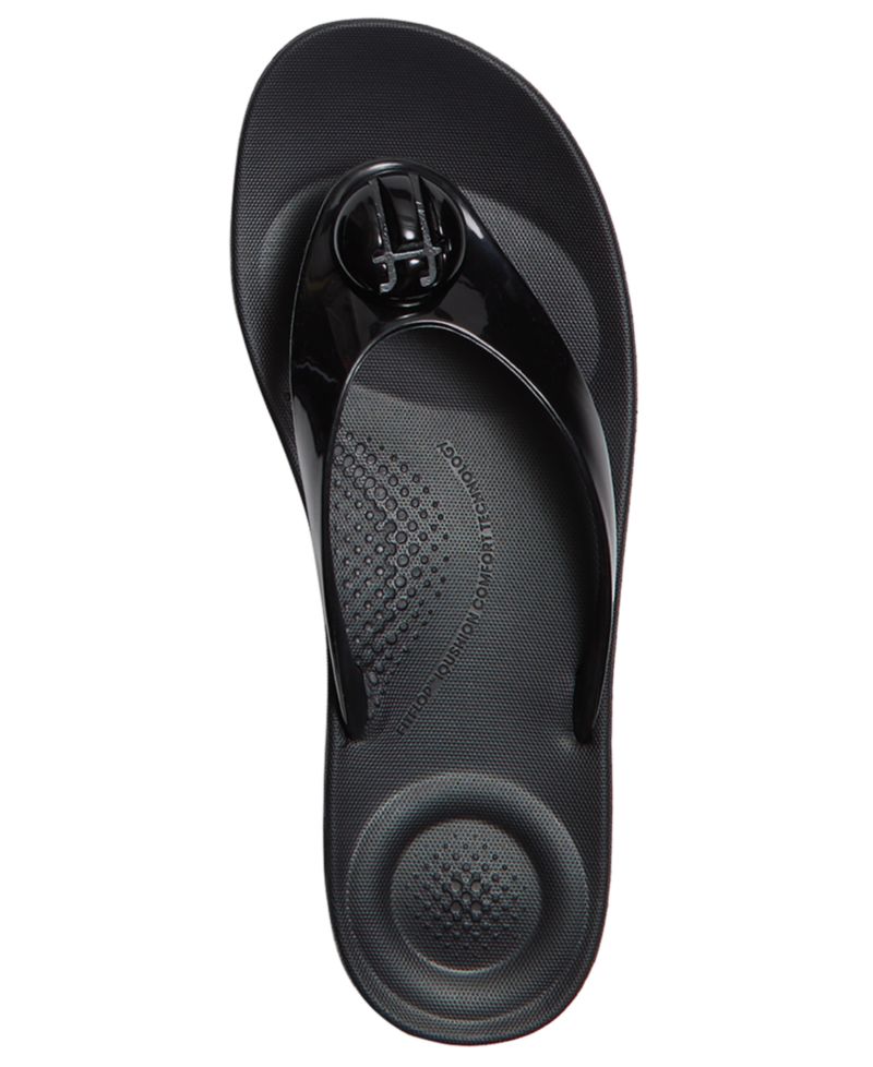 Women's Iqushion Glossy-Button Slip-On Sandals