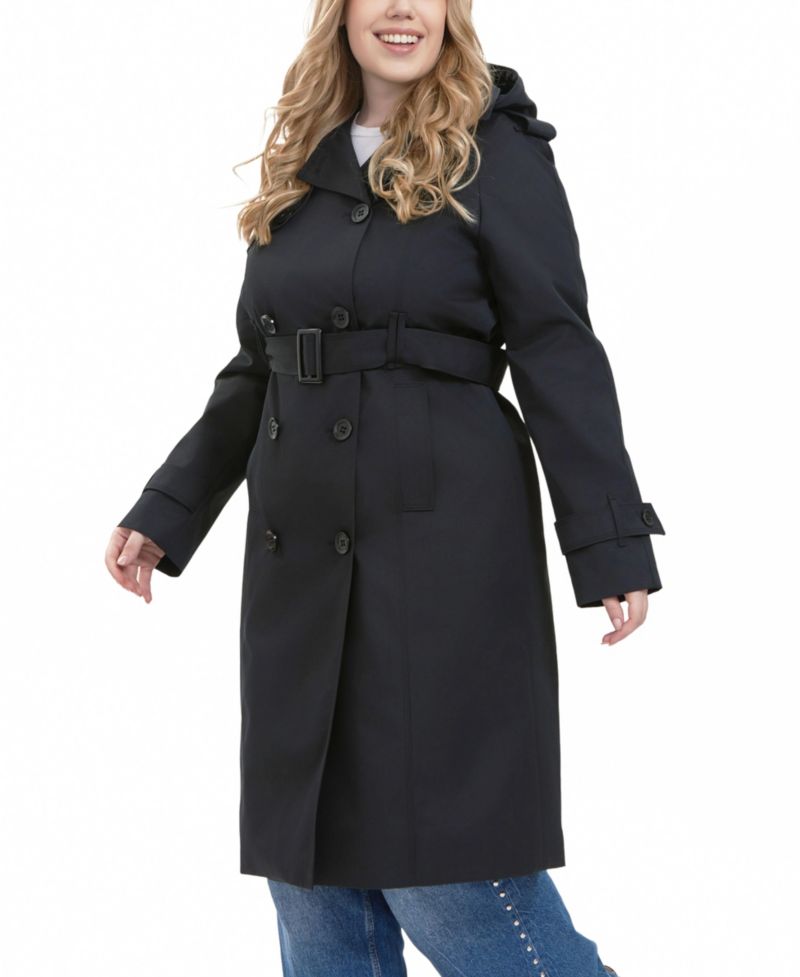 Plus Size Eliana Water Resistant Hooded Trench Coat