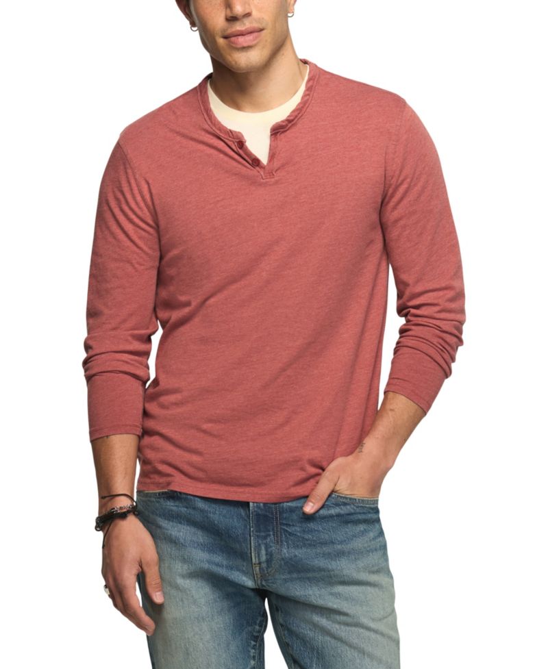 Men's Venice Notch-Neck Burnout Long-Sleeve Henley
