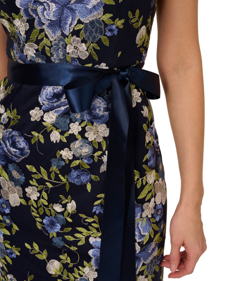 Women's Cascading Floral Sheath Gown