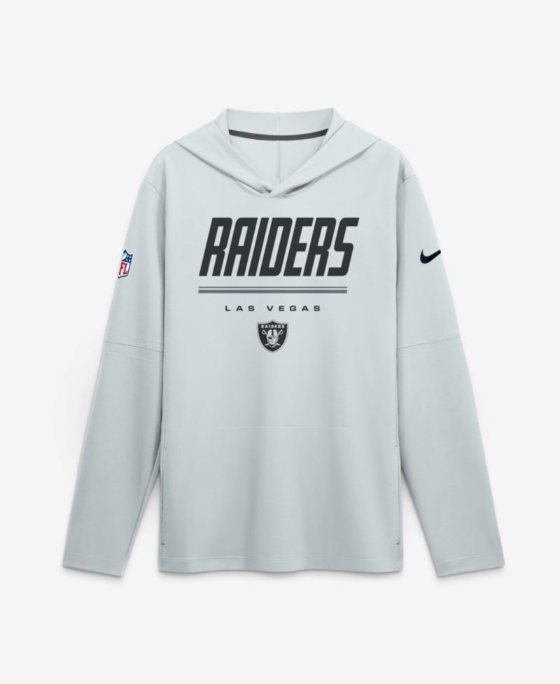 Men's Platinum Las Vegas Raiders Sideline Game On Lightweight Long Sleeve Dri-FIT Hoodie
