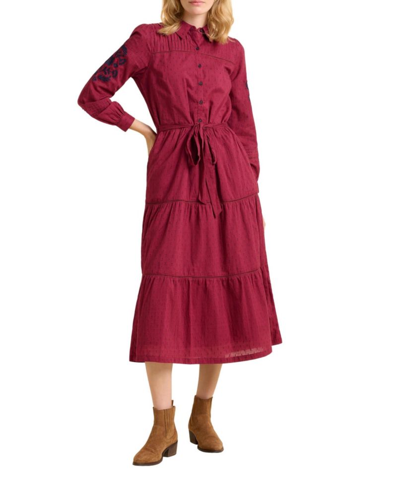 Women's Embers Long Sleeve Tie Waist Midi Dress