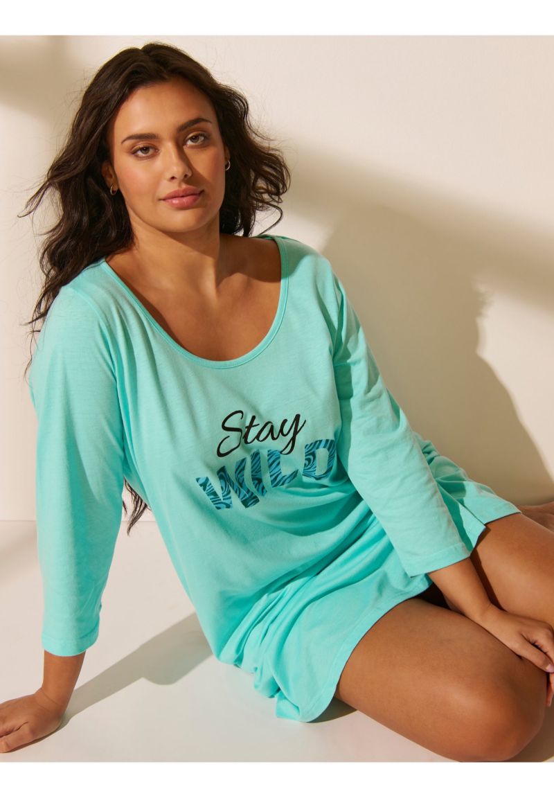Plus Size Body Three-Quarter Women's Sleeve Sleepshirt