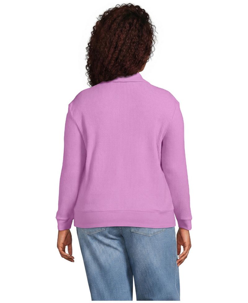 Plus Size Long-Sleeve Waffle-Knit Button-Up Henley