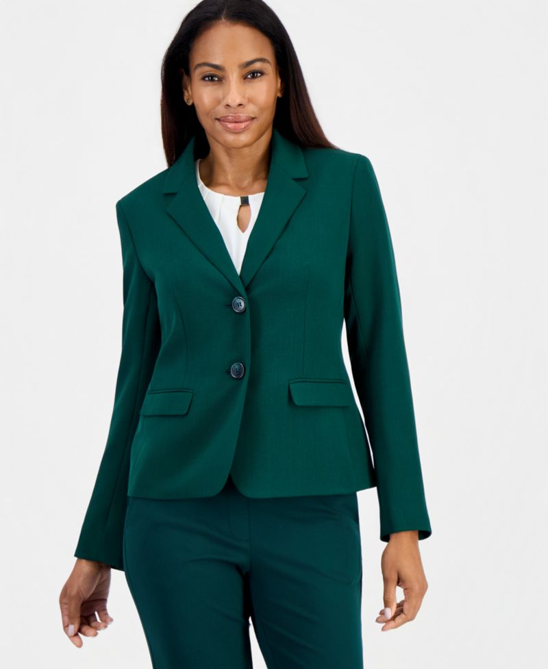 Women's Long Sleeve Stretch Crepe Two Button Blazer