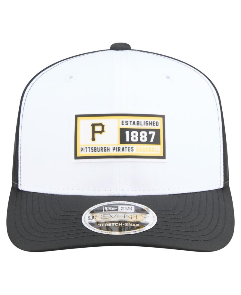 Men's White/Black Pittsburgh Pirates Established Patch 9SEVENTY Adjustable Hat