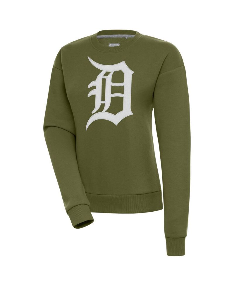 Women's Olive Detroit Tigers Victory Pullover Sweatshirt