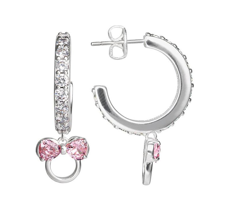 Minnie Mouse Cubic Zirconia Hoop Earrings, Officially Licensed