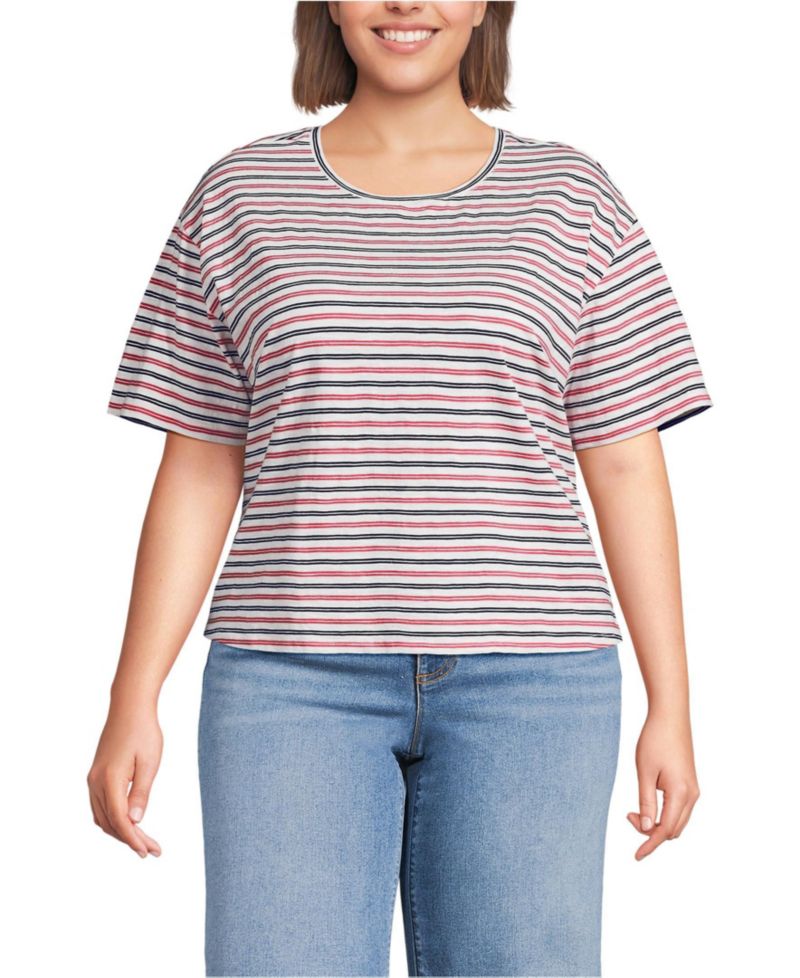 Plus Size Short Sleeve Slub Jersey T-Shirt