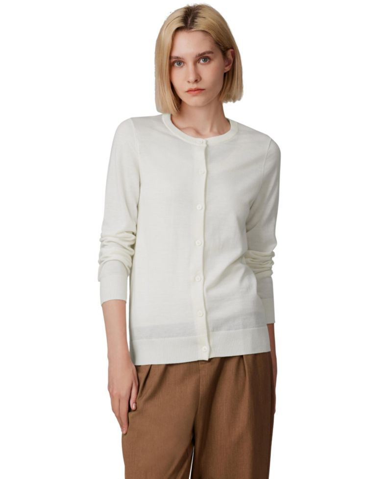Women's 100% Merino Wool Light Weight Cardigan | Ultra Soft Fine-gauge Sweaters Machine Washable