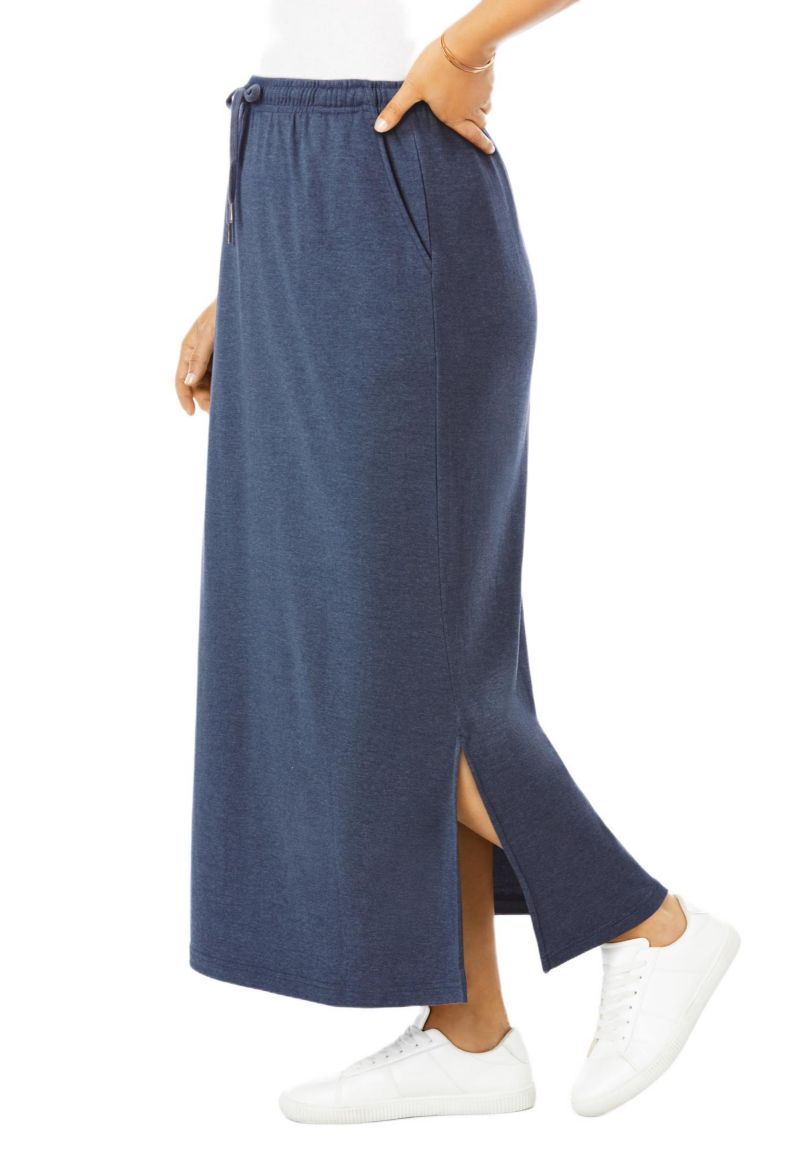 Plus Size Sport Knit Side-Slit Skirt