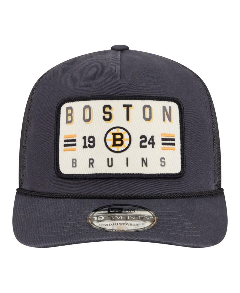 Men's Charcoal Boston Bruins Washed Patch 19TWENTY Trucker Adjustable Hat