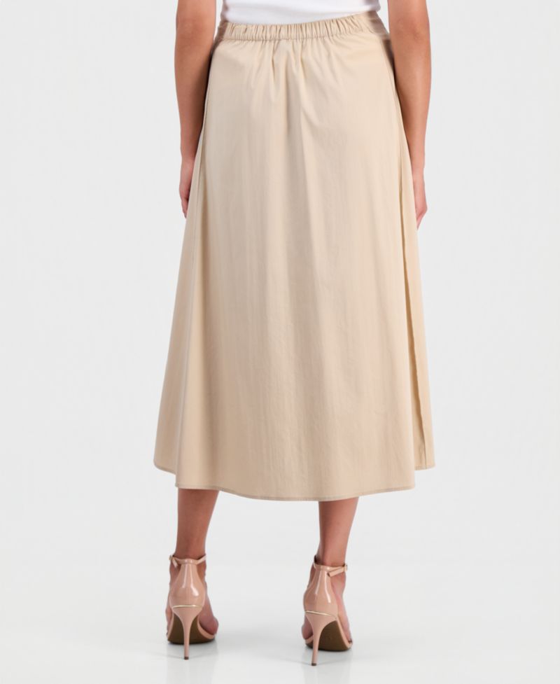 Petite Pull-On Paneled A-Line Midi Skirt