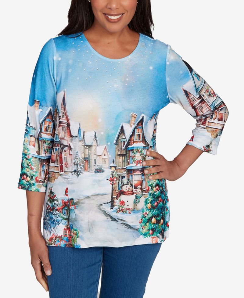 Petite Snow Cabin Scene Top