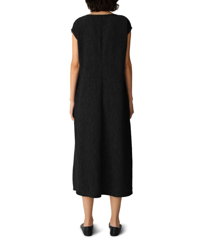Women's Woven Pliss&eacute; V-Neck A-Line Midi Dress