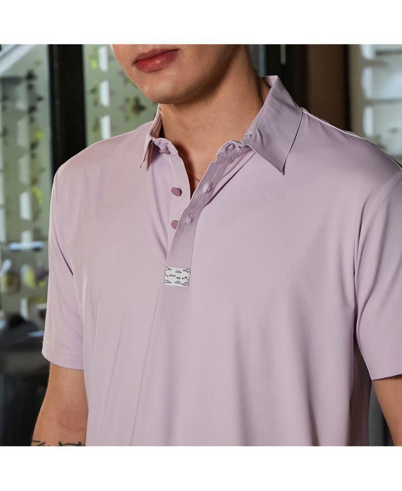 Men's Lilac Seamless Solid Polo T-Shirt