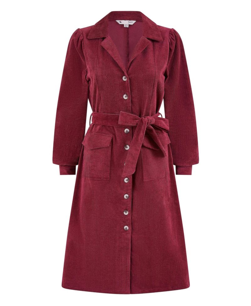 Women's Cord Midi Shirt Dress