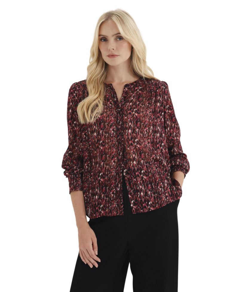 Women's Lia Printed Long-Sleeve Chiffon Blouse