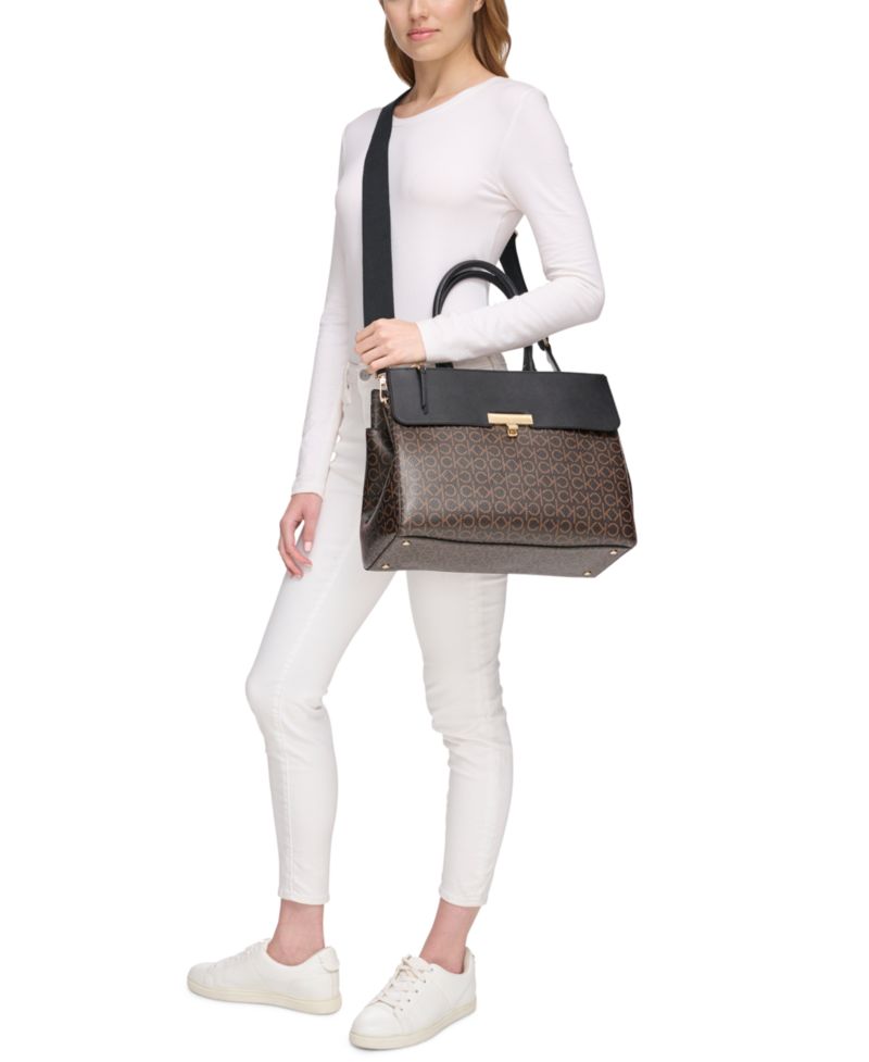 Becky Signature Triple Compartment Turnlock Convertible Tote