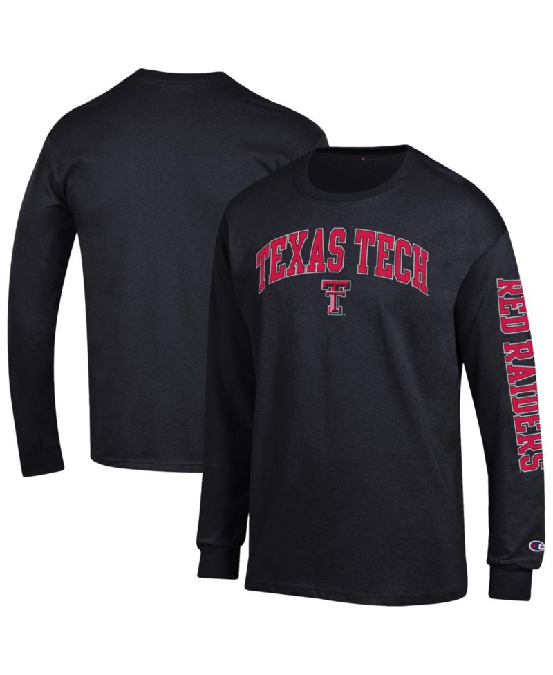 Men's Black Texas Tech Red Raiders Arch Over Logo 2-Hit Long Sleeve T-Shirt