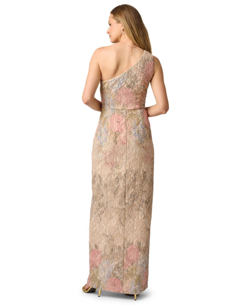 Women's One-Shoulder Floral Printed Gown
