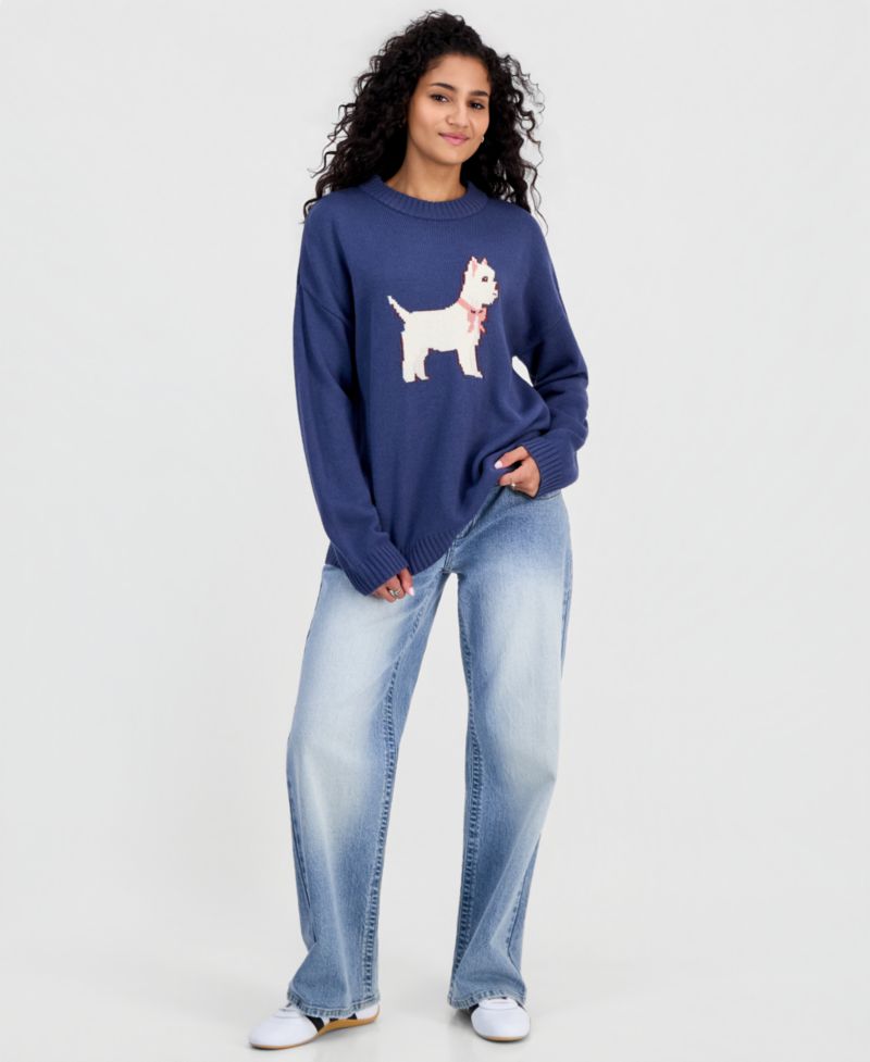 Juniors' Teddy Bear Tunic Sweater