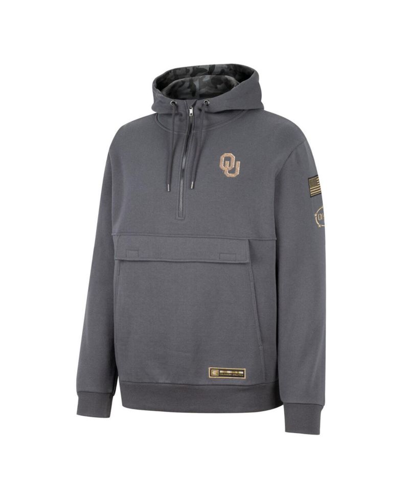 Men's Charcoal Oklahoma Sooners OHT Military-Inspired Appreciation Quarter-Zip Hoodie